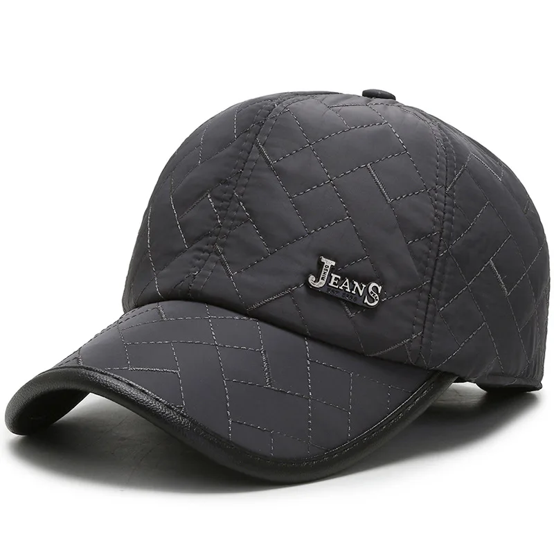 Autumn And Winter New Style Hat Men's Summer Korean-style Fashion Geometric Pattern Cotton Hood Baseball Cap Thick Earmuff Warm