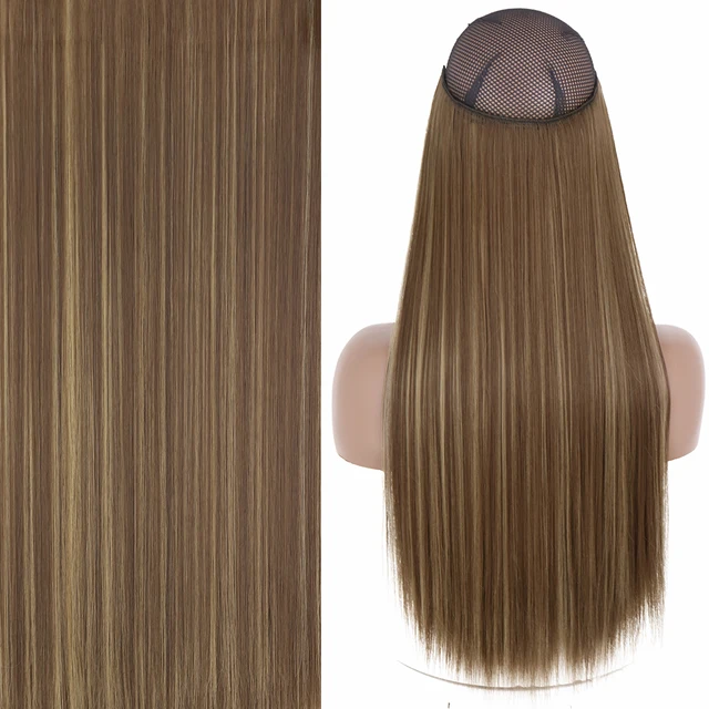Synthetic No Clip Invisible Wire Hair Extensions Straight Natural Black Blonde One Piece False Hairpiece Halo Hair Extension Z-10h24