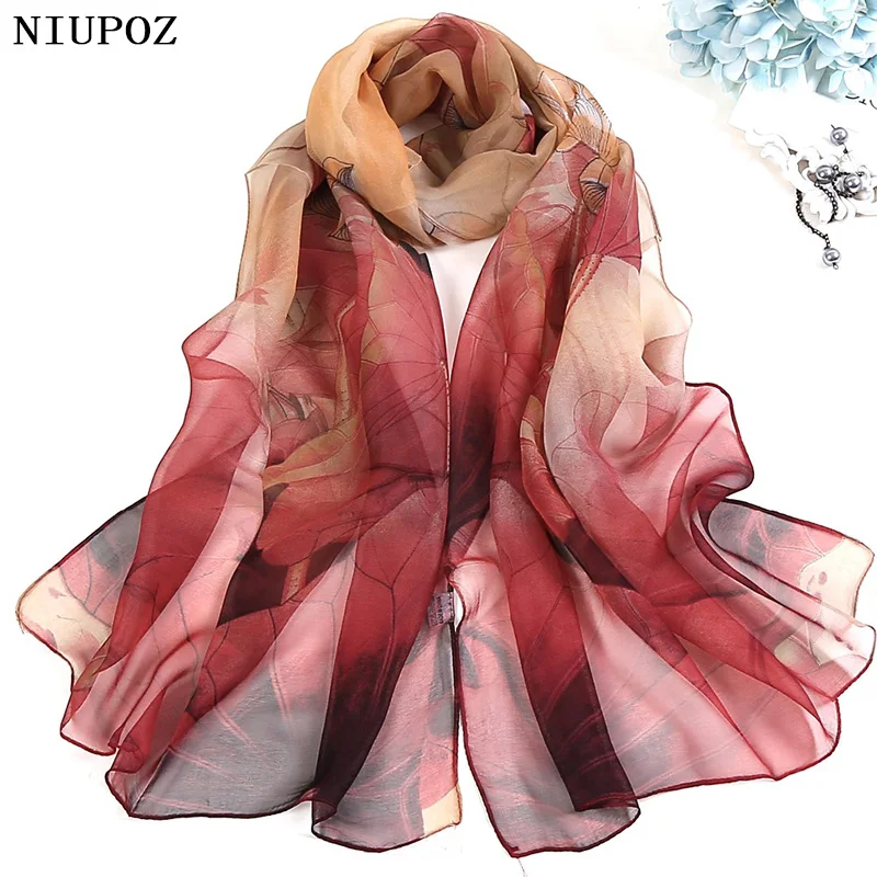 Multiple Colour Gradient Color Rose Flower Chiffon Georgette Scarf Women Foulard Lotus Leaf Long Shawl Summer