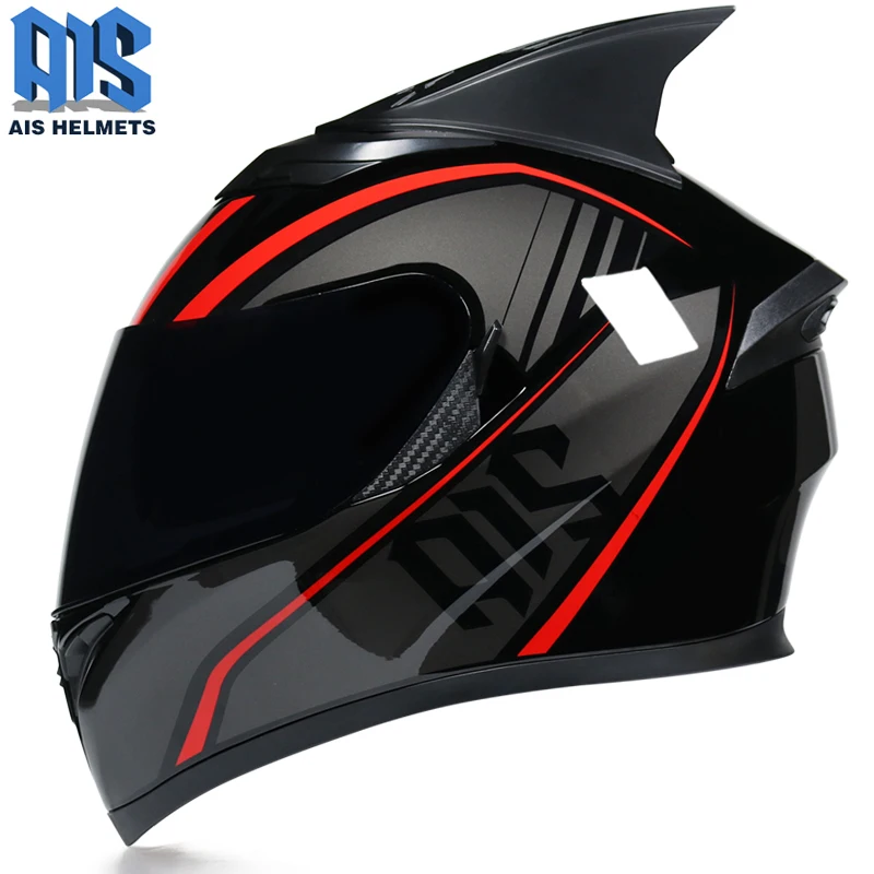 Details about   Motorcycle Helmet Full Face Moto Helmet With Personalized Horns and Long Tail 