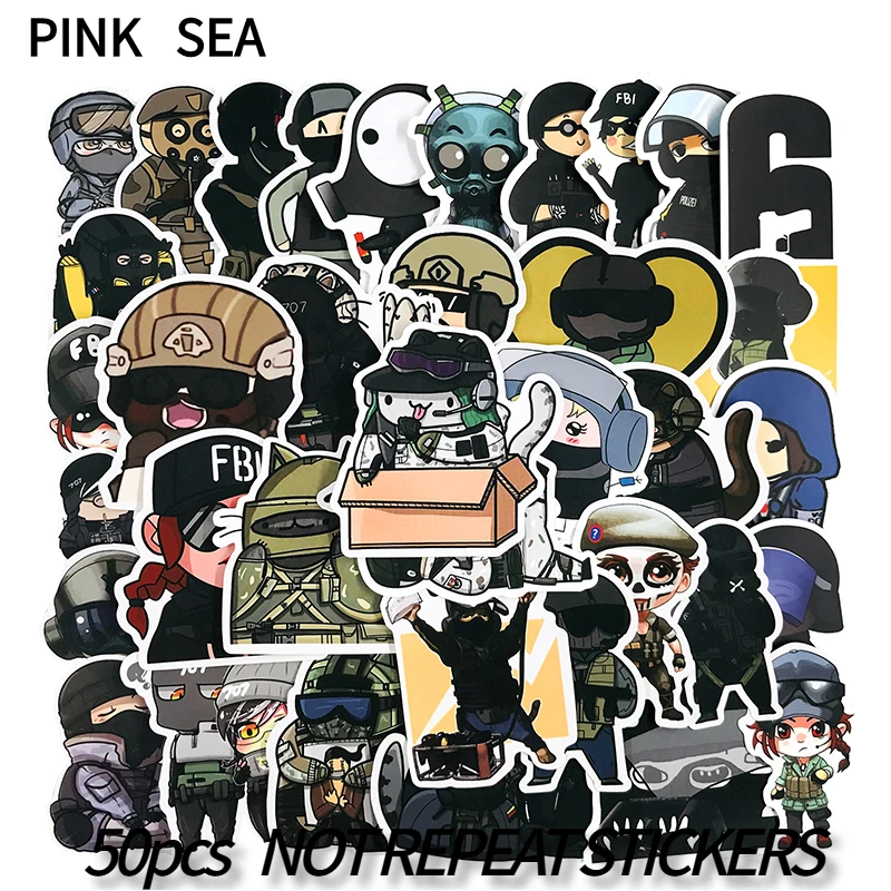 10/30/50Pcs/set Rainbow Six Shooting Game Cartoon Sticker For Uncharted Cute Decals Guitar Fridge Gift Kids Laptop Suitcase