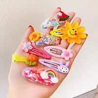 Lot de 12 pinces à cheveux pour filles, nouvelles, mignonnes, colorées, à motif de fleurs de dessin animé, pour enfants, adorables barrettes, accessoires de mode pour cheveux 2