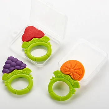 

Baby Teether Infant Kids Chew Tooth Toys Baby Dental Care Strengthening Tooth Training Safety Silicone Fruit Teethers with Box