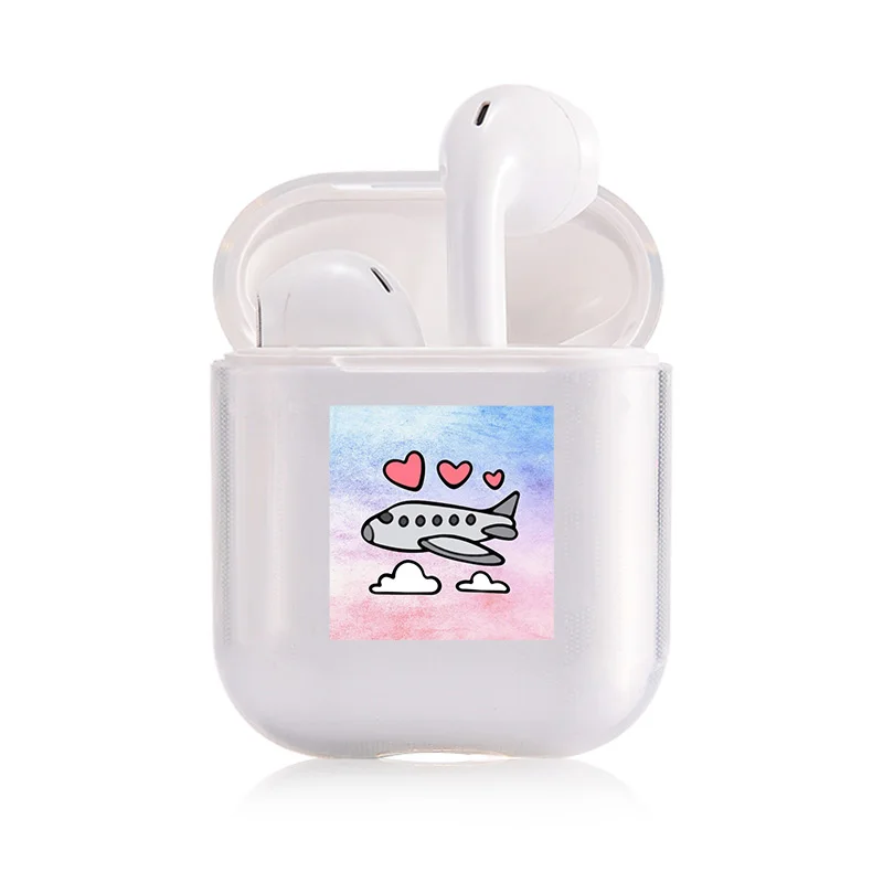 Жесткий мультфильм милые наушники чехол для Apple airpods 1 чехол PC роскошный защитный чехол прозрачный Air Pods чехол для Airpods 2 - Цвет: I300214