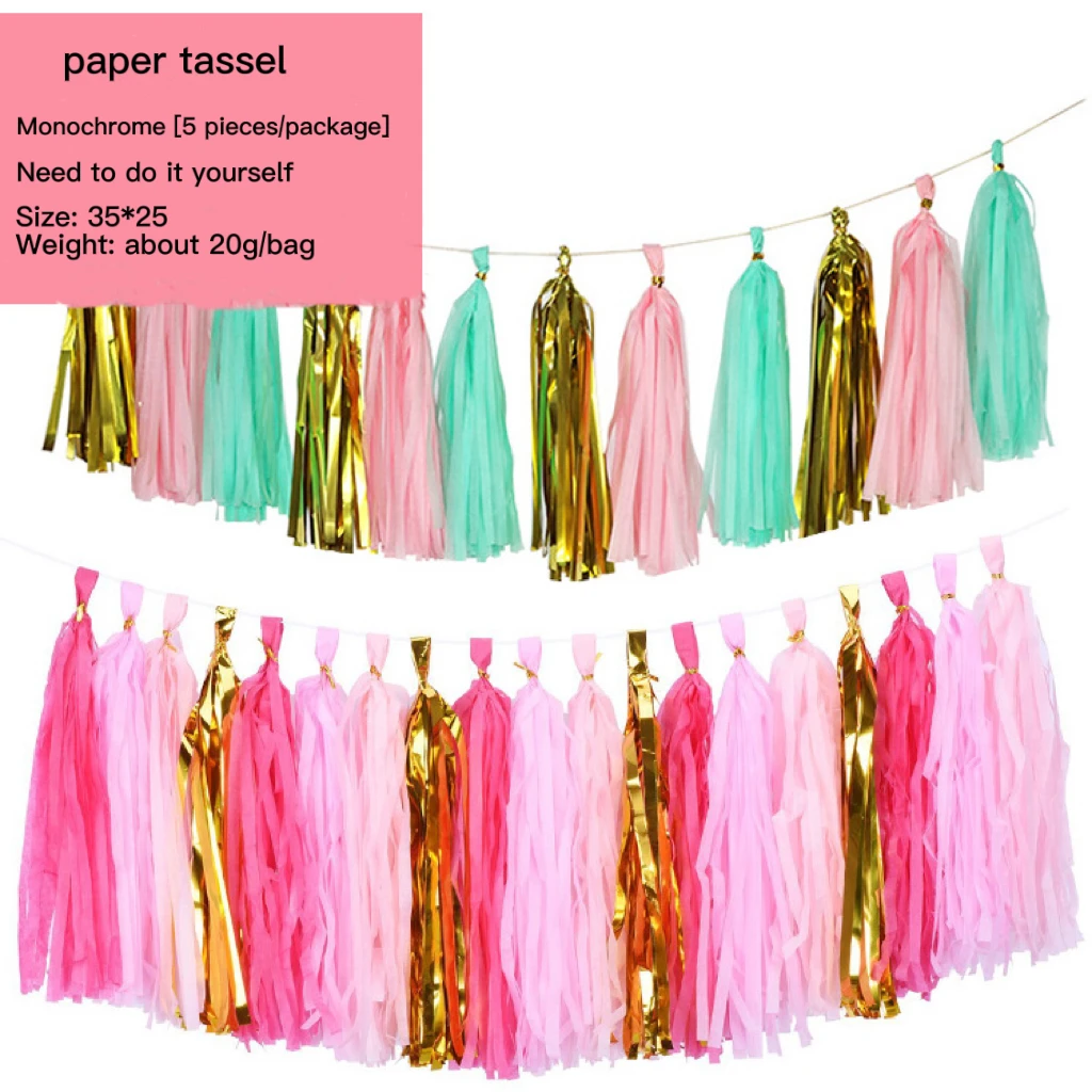 

5 paper tassels/pack of ribbon garland birthday party room classroom wedding venue layout decoration