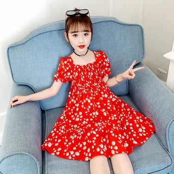 

Red dress for girl fairy dresses girls Chiffon summer tiktok clothes wholesale clothing girl korean toddler princess costum