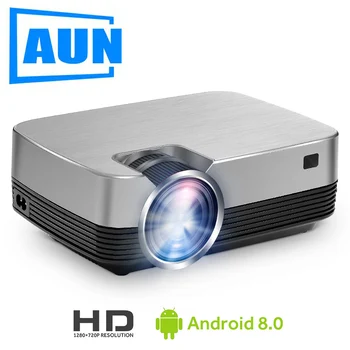 

AUN New MINI Projector Q6S, 1280x720P, 2600 lumens, LED MINI Proyector for 1080P Home Cinema, 3D Video Beamer.