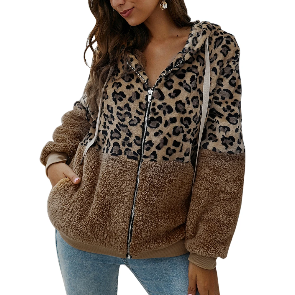 Женское зимнее пальто с леопардовым принтом, с длинным рукавом, с капюшоном, Осенние теплые куртки, верхняя одежда, повседневная модная верхняя одежда, пальто, лидер продаж, большие размеры, S-5XL