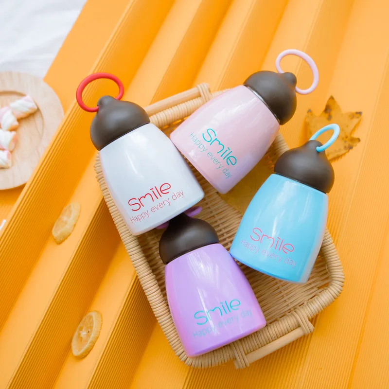 

Korean-style Fashion Creative English Pot-Bellied Insulated Stainless Steel Bottle Fresh Handle Cup BOY'S And GIRL'S Simple Wate