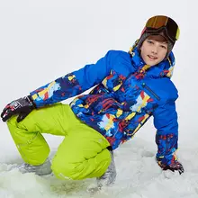 Лыжные костюмы для мальчиков детская водостойкая Лыжная куртка зимние штаны теплые детские лыжные костюмы зимний костюм с капюшоном