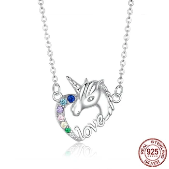 

Crystal Unicorn Necklace Animal Unicorn Necklaces Pendant Women Necklaces Fashion Jewlery will and sandy Gift