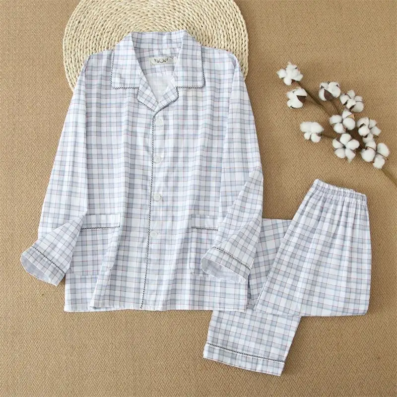 Мужские пижамы весна-осень хлопок повседневный мужской новый пижамный комплект