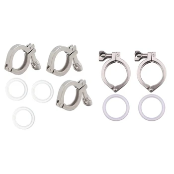 

5Pcs Tri-Clamp Steel Single Pin Heavy Duty Tri Clamp with Wing Nut for Ferrule Tc - 3Pcs 1.5 Inch & 2Pcs 2 Inch