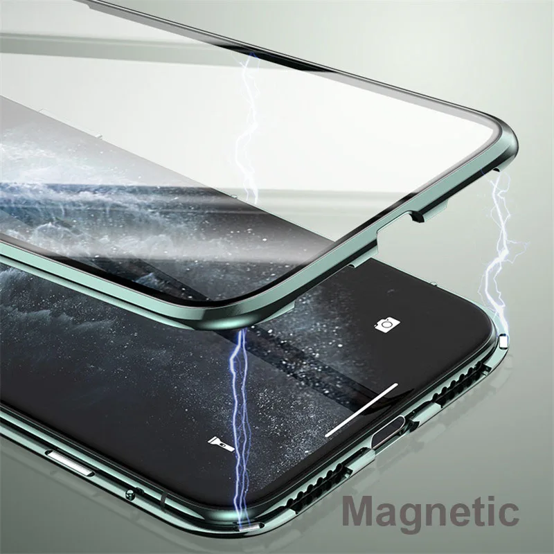 Магнитный чехол класса Xs Max для iPhone Xr, чехол с металлической рамкой, закаленное стекло, прозрачный чехол для iPhone 7 8 Plus X 11 Pro Max, чехол