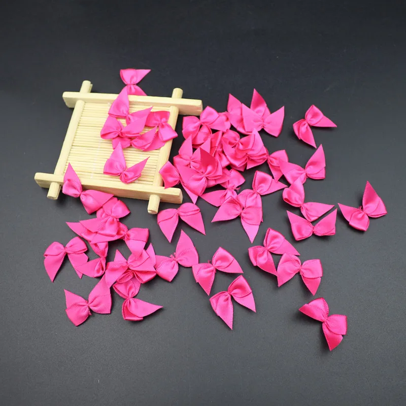 Rose red bows 30-150 шт атласные банты DIY ремесло поставки Рождественская вечеринка Декор подарочная упаковка Bowknots Швейные головные уборы аксессуары аппликации - Цвет: Rose red bows