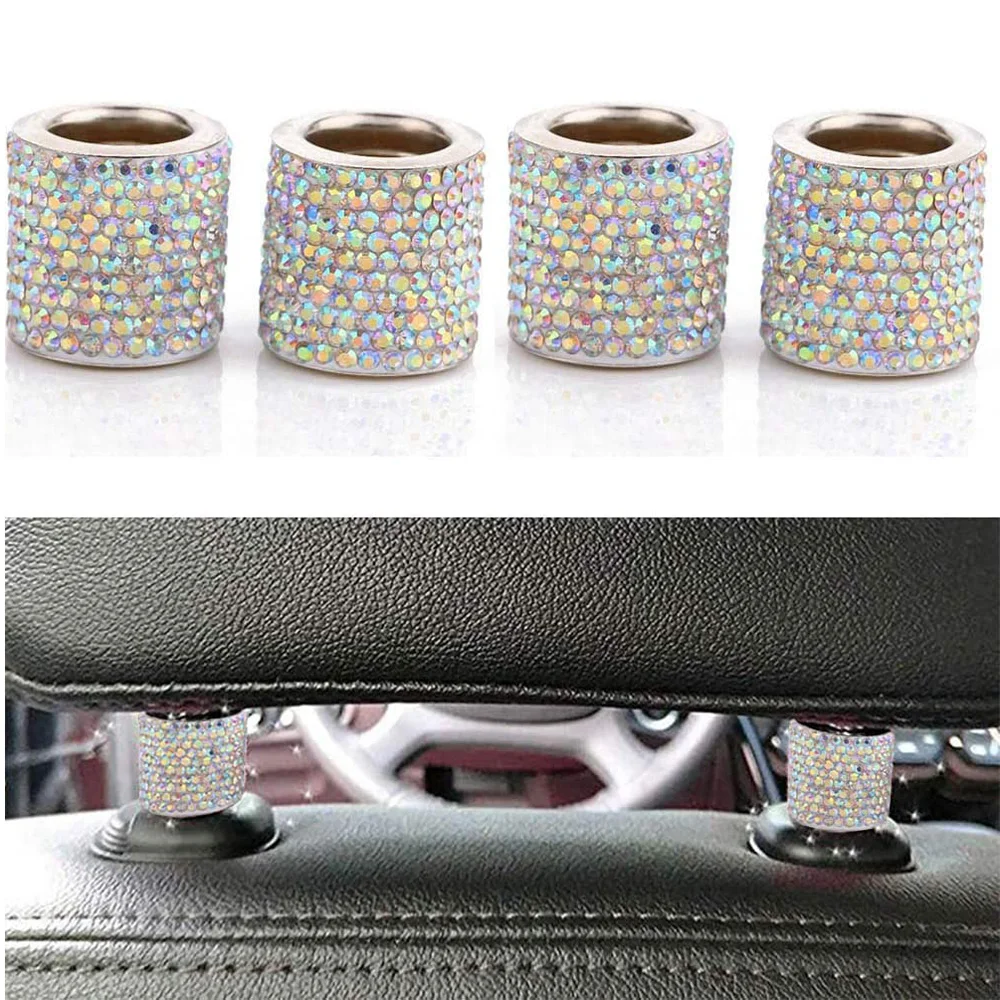 Confezione da 4 collari per poggiatesta per auto anelli per poggiatesta per auto Decor Bling Bling Crystal Diamond Ice per auto SUV Truck decorazione d' interni  34