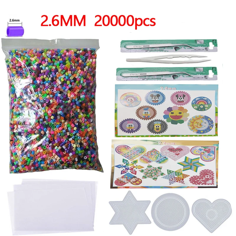 20000pcs 2.6mm Mini Hama Beads Template Tweezers hama beads complete kit ironing beads Fuse Beads Diy Kids Educational Toys