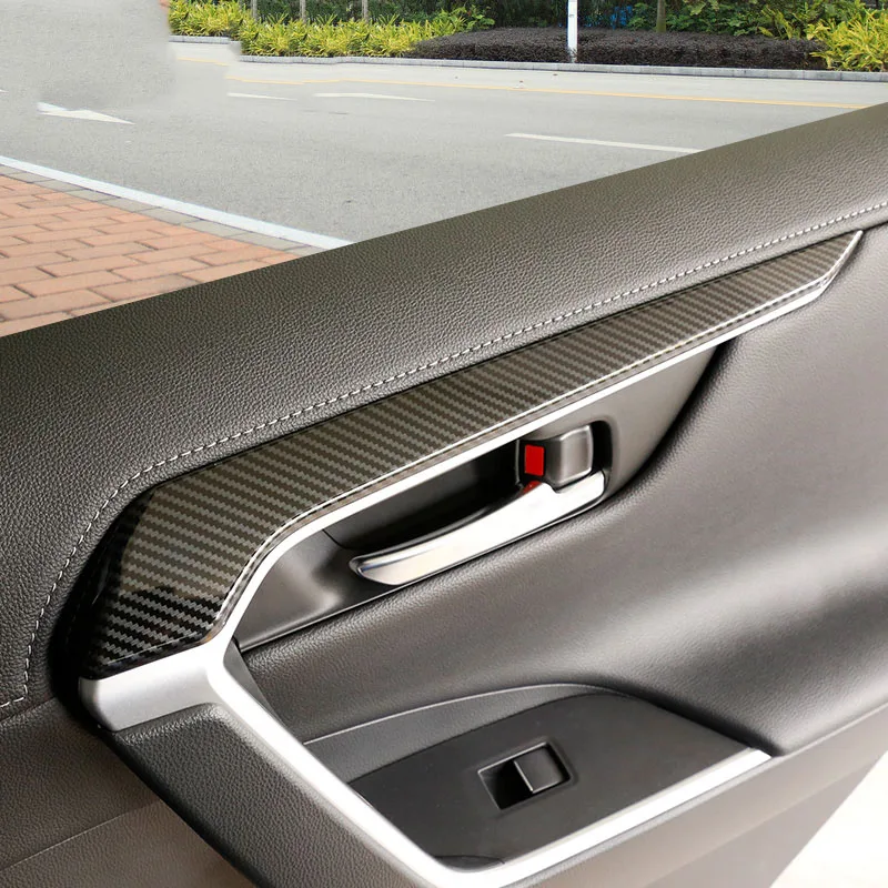 ABS Carbon Fiber Interior Door handle cover For Toyota RAV4 RAV-4 XA50 Accessories