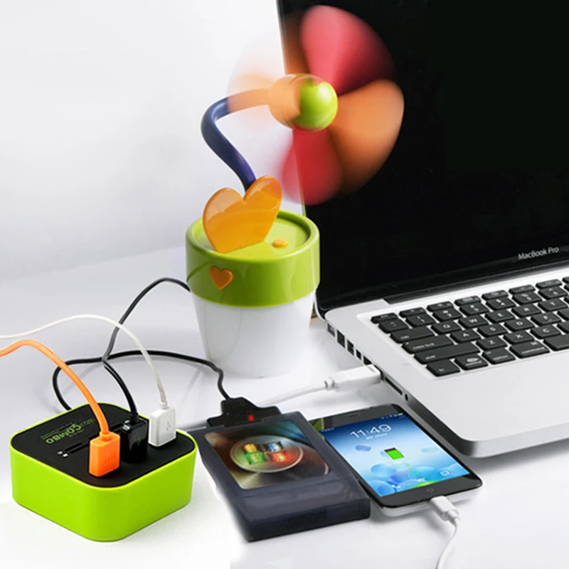 Usb-концентратор 3 порта USB 2,0 концентратор USB сплиттер адаптер питания Для iMac компьютер Ноутбук аксессуары сплиттер адаптер с TF кард-ридером