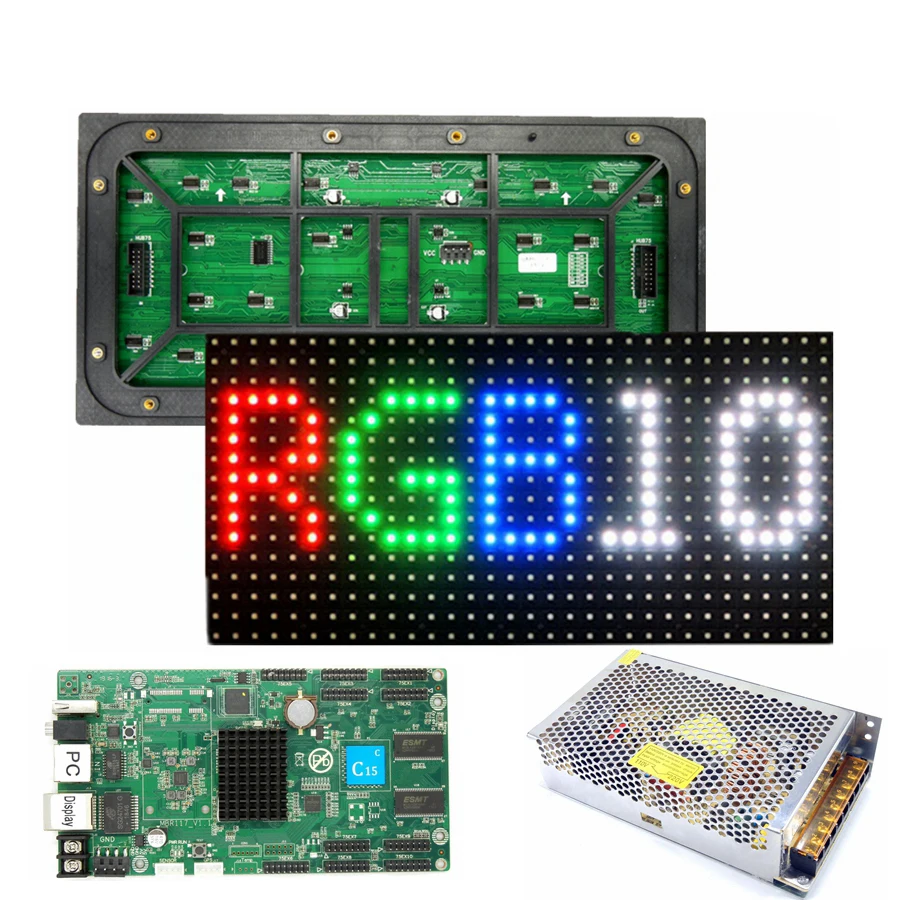 Free ship 36pcs P10 SMD full color outdoor module +2pcs HD-C15C video LED controllor+6pcs power supply For LED Screen display