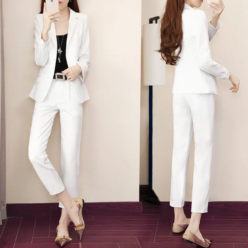 

Women's suit 2019 two-piece summer new fashion slim jacket Slim temperament wild nine pants women's clothing
