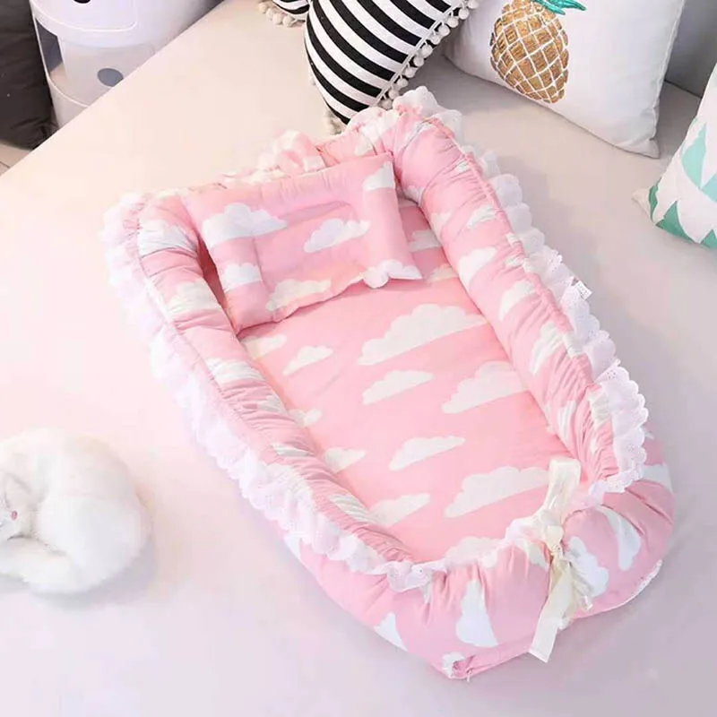 

Newborn Baby Portable Crib Safety Protection travel Bed Crib Printing Baby Nest Foldable washable 2pcs/set BXX025