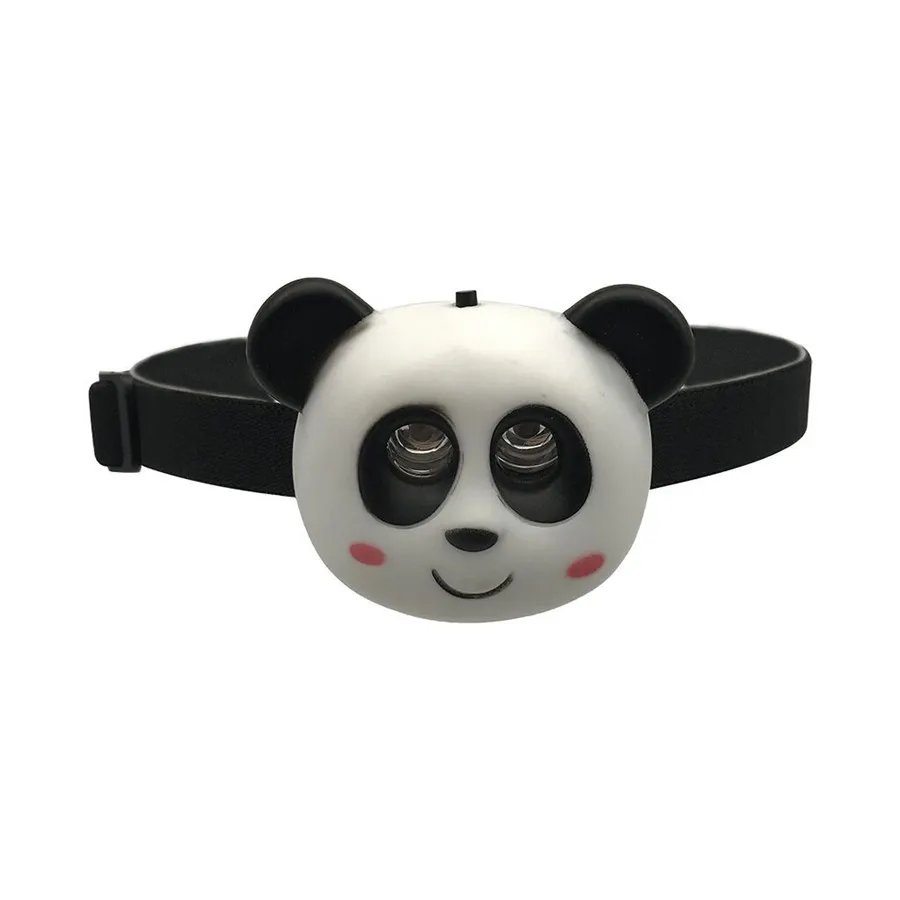 Cartoon panda headlight kid cartoon animal flash LED lighting USB charging waterproof headlights night safety riding lights 35A6 (3)