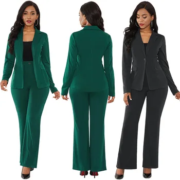 

ELegant Tracksuit For Women Solid Office Suit Two Piece Set Women Sexy Slim Business Suit ropa mujer Blazer Trousers Suit Set