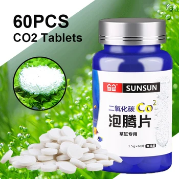 

60/180PCS Aquarium CO2 Carbon Dioxide Tablets Sustained-release for Water Plants Aquarium Fish Tank Diffuser Green Glass Tank