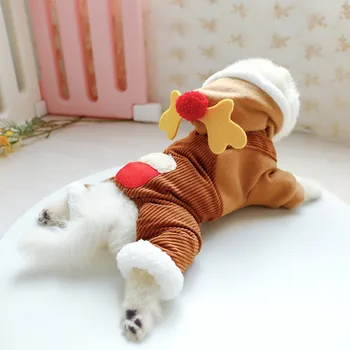 

Christmas Pet Winter Elk Jumper Pants Jumper Fleece Thickened Soft Warm Fashion Cute Pet Cat Winter Warm Dog Clothes