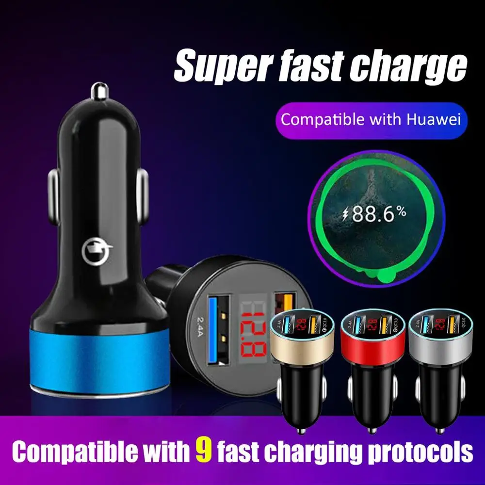 

Auto Accessories Dual USB Digital Display Car Charger Portable Car Cigarette Lighter With LED Display Car Charger