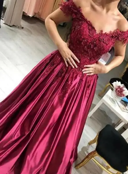 as picture Вечерние платья без рукавов с открытыми плечами, сексуальные атласные длинные вечерние платья, кружевные аппликации для свадьбы, выпускного вечера, вечерние платья - Цвет: as picture