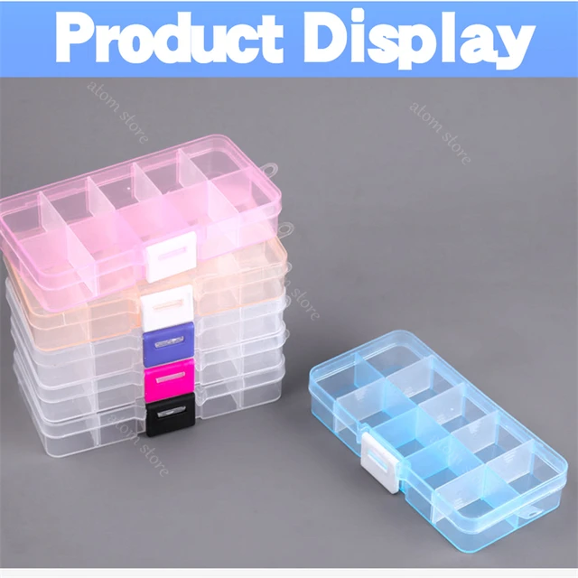 Új 10 Slots Cellák Színes Hordozható Ékszer Szerszám Tároló Doboz Konténer Gyűrű Elektronikus Alkatrészek Csavargyöngyök Szervező Műanyag Tok - Image 3