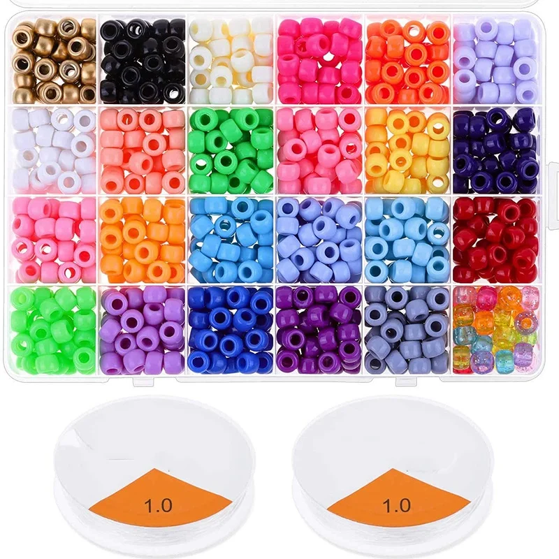 

Pony Beads for The Production of Bracelets, 24 Color Plastic Pony Beads Bracelet Beads for Hair Accessories and Jewelry Bracelet