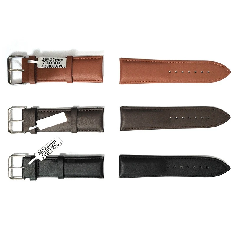 

26mm Genuine Leather Strap Watchband Men Women High Quality Watch Accessories Brown Black Universal Belt Waterproof Steel Buckle