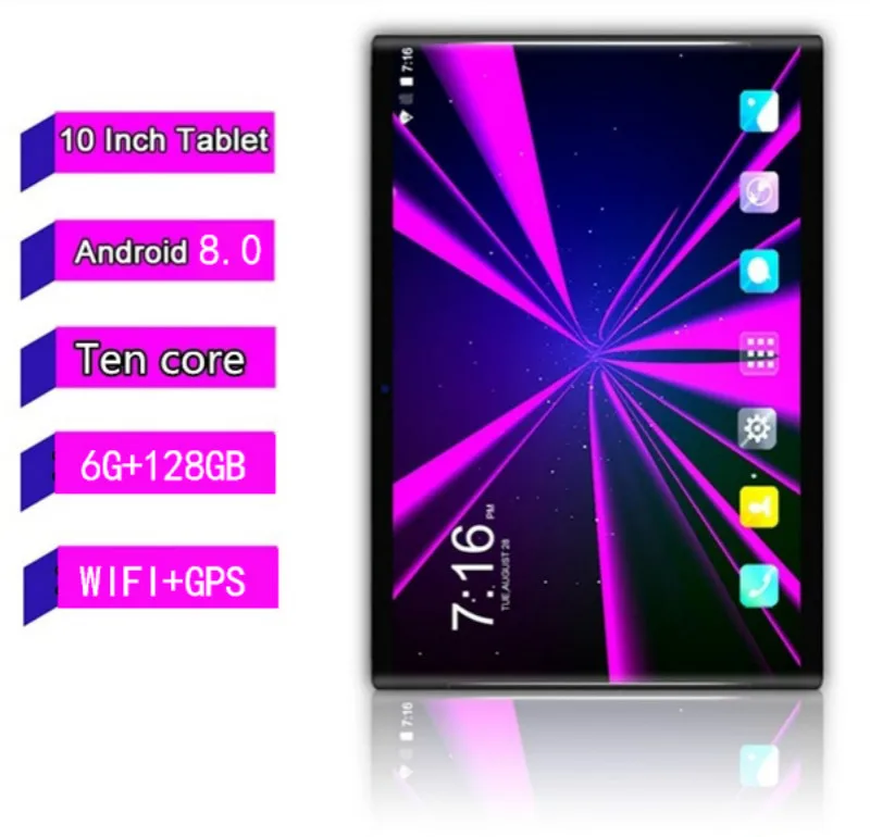 

10.1 Inch Tablet Pc Android 8.0 Ten Core 6GB + 128GB 5MP Camera 1280*800 IPS Tablets 4G Call Phone SIM Dual WIFI GPS Tabletas