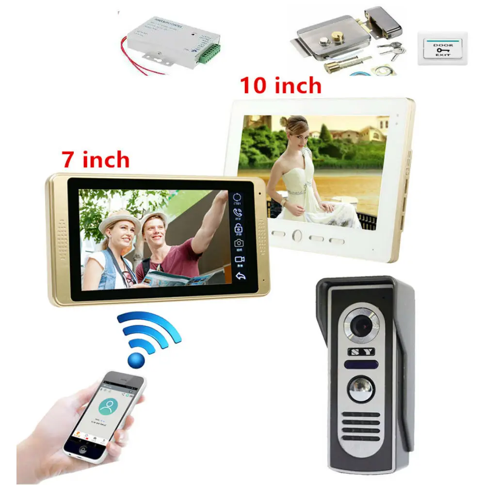

7" Wired wifi Video Door Entry Call System with One Button Unlock for Home Security with Support Remote APP unlocking