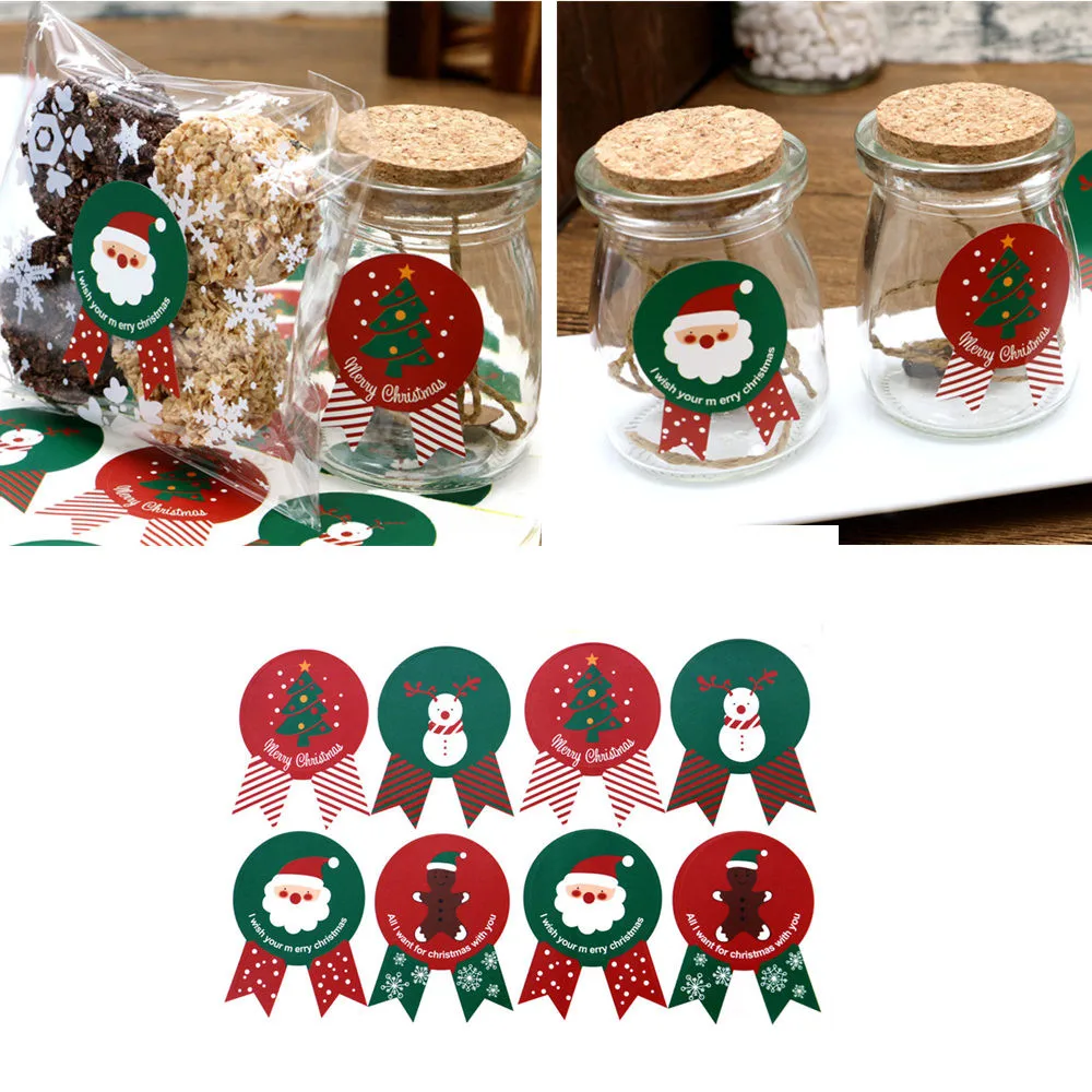

96PCS New Christmas Label Gift Package Sealing Paper Stickers for Baking Cookie Candy Nuts Decoration Sticker L*5