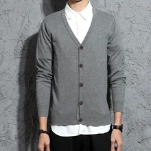 Осенний мужской свитер Корейская версия v-образным вырезом кардиган с длинными рукавами вязаный свитер тонкое пальто