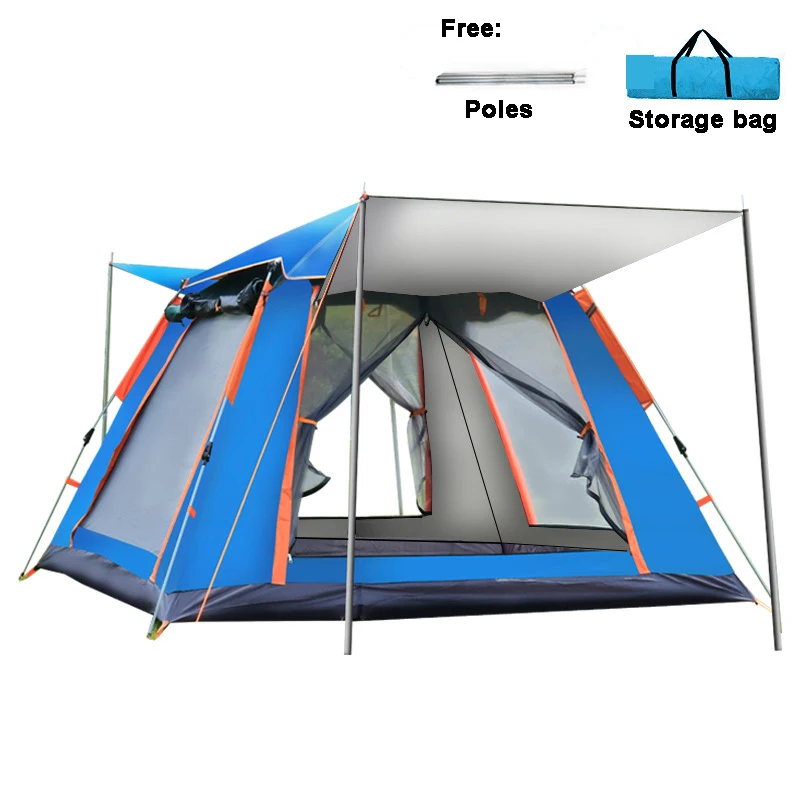 MYJ 4 человека двухслойные палатки с защитой от ультрафиолетовых лучей, устойчивые к атмосферным воздействиям, Семейные палатки для отдыха на природе, палатки для кемпинга, пляжные палатки для защиты от солнца, палатки для рыбалки