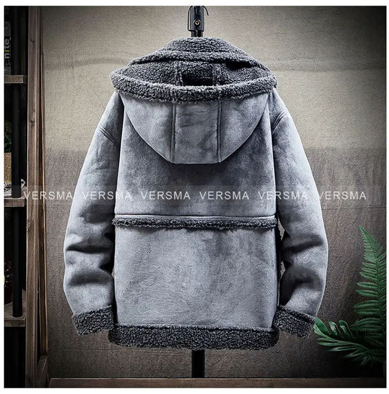 VERSMA,, японский стиль Харадзюку, Ретро стиль, утолщенная шерстяная куртка с воротником, пальто для мужчин, теплые русские зимние пальто, большой размер, пальто из овечьей шерсти