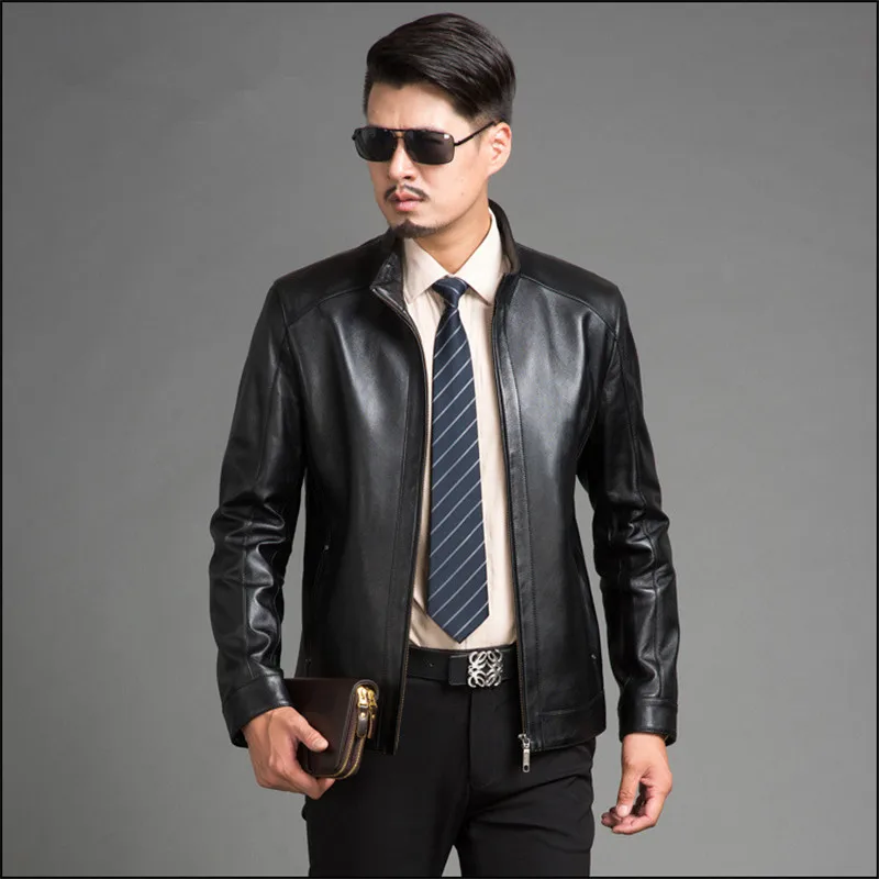 

Sheepskin Black Leather Jacket Men Parka Chaqueta Cuero Hombre 2020Business Genuine Leather Jackets Plus Size 4XL FYY582 s