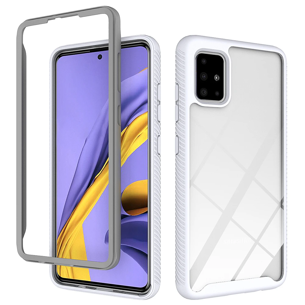 Clear 360 Phone Case For Samsung Galaxy M51 M31 A50 A50S A20S A10S A30S A20 A30 A10 A70 A20E 2 in 1 Frame Armor Shockproof Cover