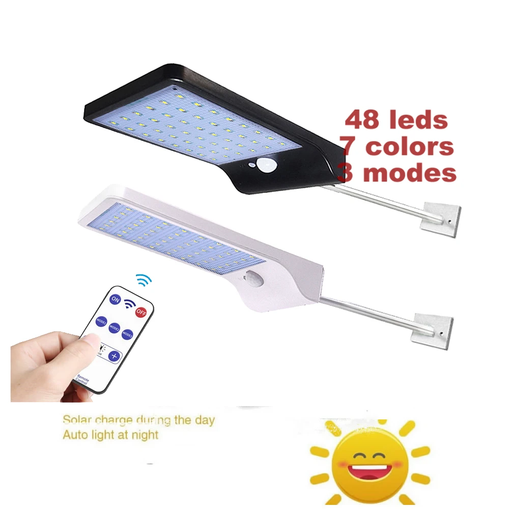 

remote 48/36 led Waterproof Super Bright Motion Sensor Solar Light w Pole Power Lamp spot flood For Outdoor Wall Yard road