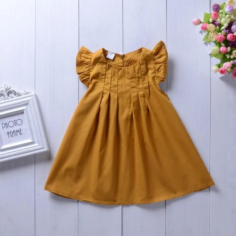 Baby Dress Vintage pastoral Style Baby Girls Pattern Flare Sleeve Dress Kids Toddler Pageant Sundress 0-2T Toddler Girl Clothes
