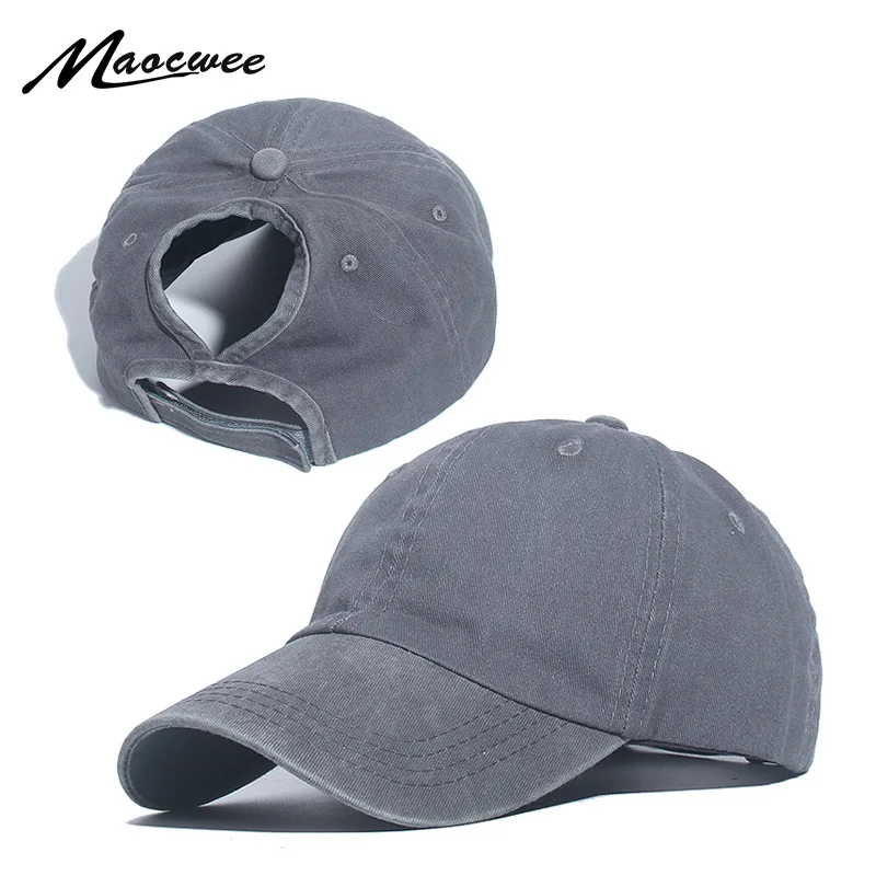 Ponytail Baseball Cap Women Mesh Summer Beach Sun Hat with Hole Outdoor Sports
