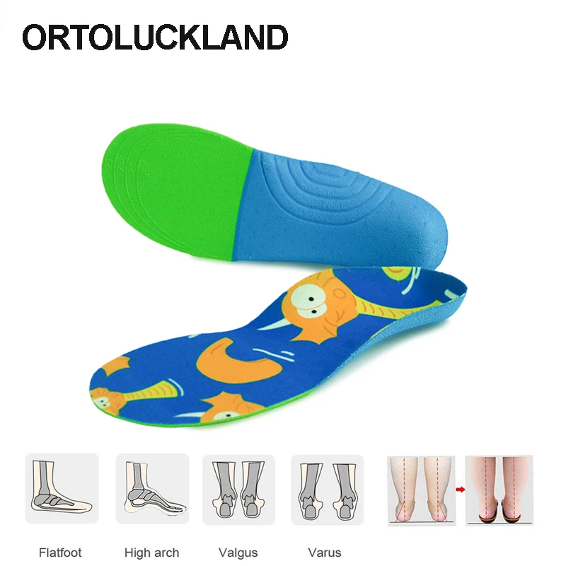 Children Orthopedic Insoles For Arch Support Shoes Kids Boy Flafeet Pads Toddler Graffiti Fabric Lightweight Thin Orthotic Soles