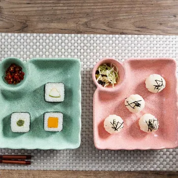 

Ceramic dumpling plate with vinegar dish home creative tableware ceramic plate small dish fruit plate LB031403