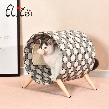 

Sisal cat claw board sisal mat cat toy solid wood cat bed house cask cat's nest mat tent pet supplies