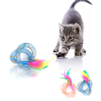 

Increative Cats Toys Funny Cat Spring Toys Cat Feather Toy Puzzle Pet Playing Toy For Kitten Pet Accessories